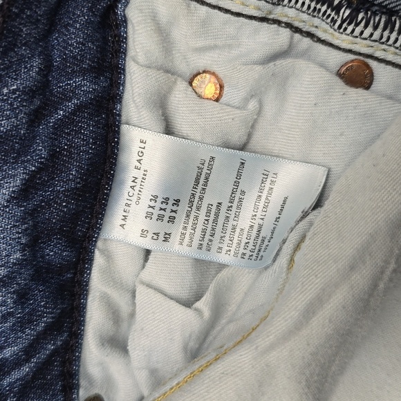 AMERICAN EAGLE Men's 30 X 36 Blue Jeans Flex Relaxed Straight - Picture 7 of 8